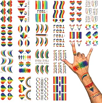 Phogary Lgbt Gay Pride Tatouages Temporaires 100 Pcs Feuilles Tatouages Arc En Ciel Stickers Impermeables Pour La Peinture De Corps Pour La Celebration Fete Activites Amazon Fr Beaute Et Parfum