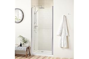 Lyngins Shower Door 23-24 in W x 72 in H Pivot Glass Shower Door with 1/4" ANSI/SGCC Tempered Glass and PVC Magnetic Seal for Bathing Area, Reversible Installation, Chrome
