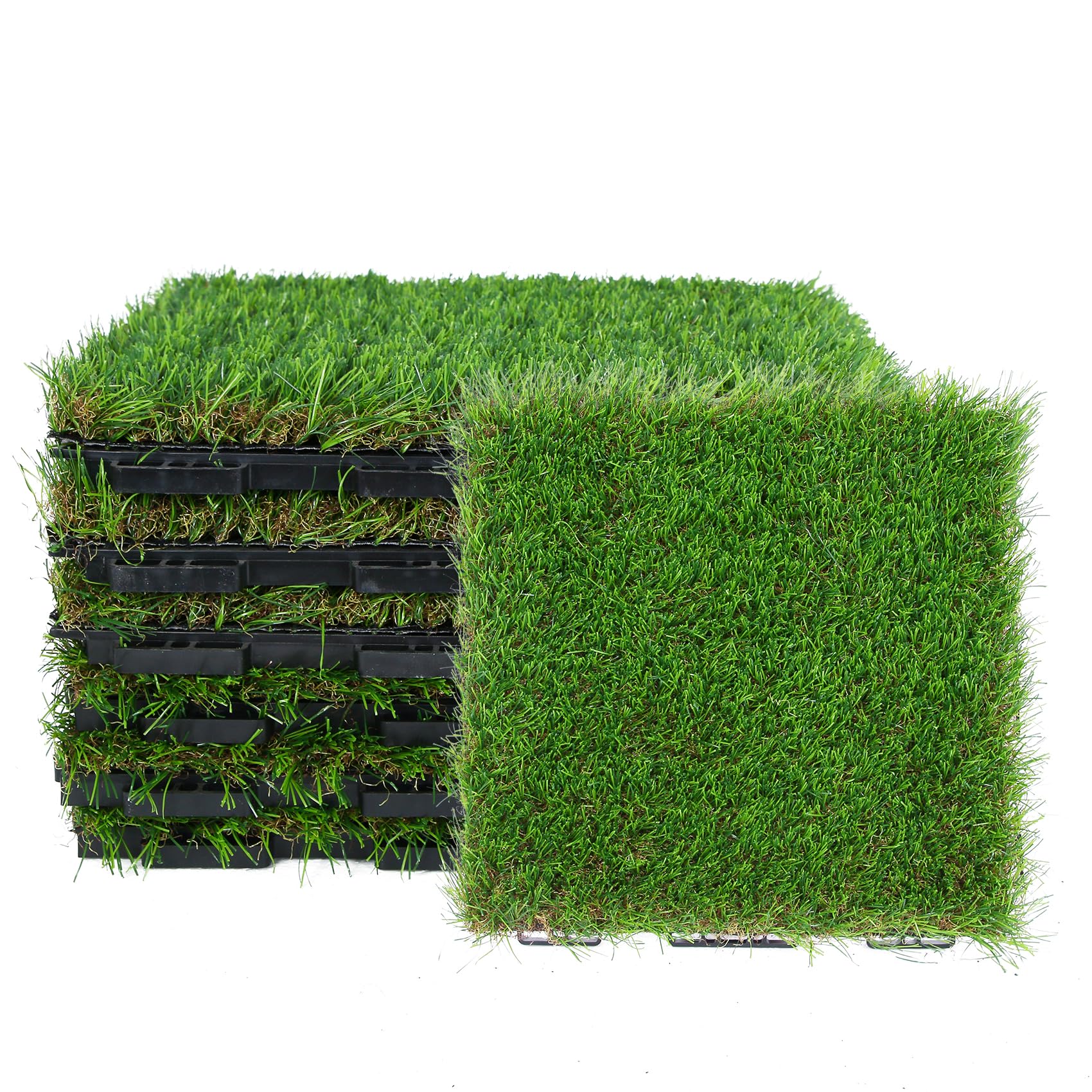 XLX TURF Interlocking Artificial Grass Square Tiles, Fake Grass Pad for ...