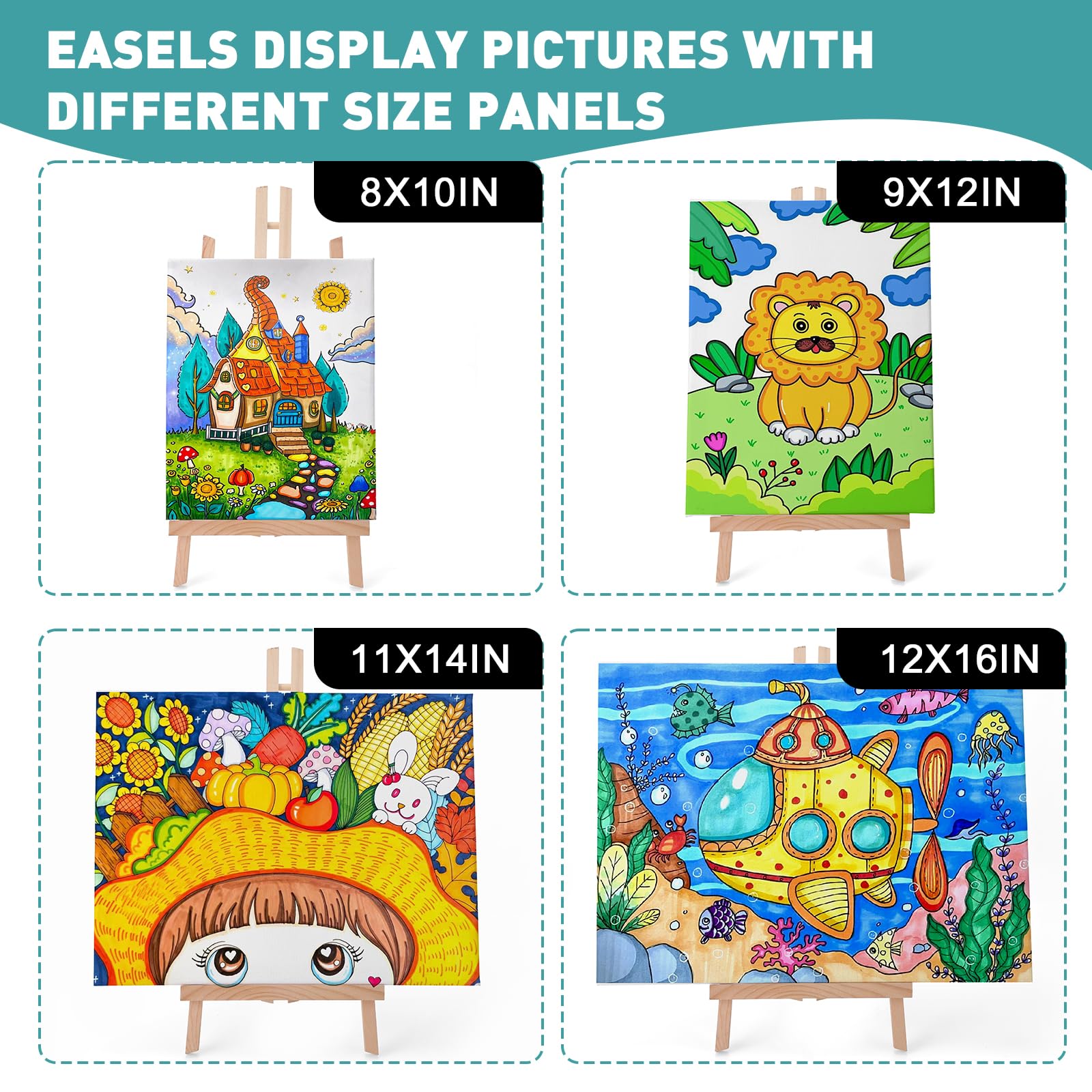 ESRICH 2Pack16in Tabletop Easel,Tabletop Easel for Painting Party, Wooden Tabletop Display Easels,Painting Easel for Displaying Canvases, Photos, Display Tripod Holder Stand for Students Kids