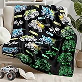 Monster Shark Truck Car Toys for Boys Girls Glow in The Dark Blanket Soft Blanket for Kids Room Decor Cozy Throw Blankets Christmas Birthday Gifts for Toddlers Teens Couch Bed 60" X 50"