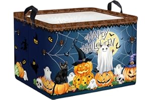 HUUMONSS Halloween Baby Storage Basket Ghost Bat Pumpkin Collapsible Clothes Kids Laundry Hamper Large Boys Girls Gift Toy Box Bin for Nursery Room,Hat Witch,40*30*30 cm
