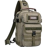 WITZMAN Canvas Sling Bag for Men Vintage Crossbody Bag Fit 9.7 Inch Ipad | Shoulder Chest Bag 9L for Travel Casual Daily, Multi Pocket Design, Anti-theft Pocket, DIY Ring, A8021