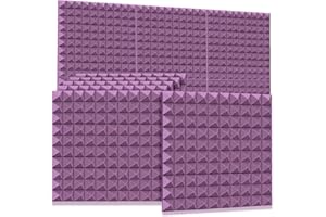 Sound Proof Foam Panels 6Pack 50x50x5cm Pyramid Acoustic Foam Studio Soundproof Sound Absorption Treatment Noise Insulation E