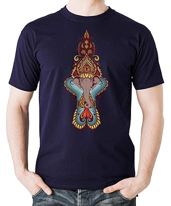 Lilij Ganehsa Hindu Style T Shirt Hombre Azul Marino Xx Large