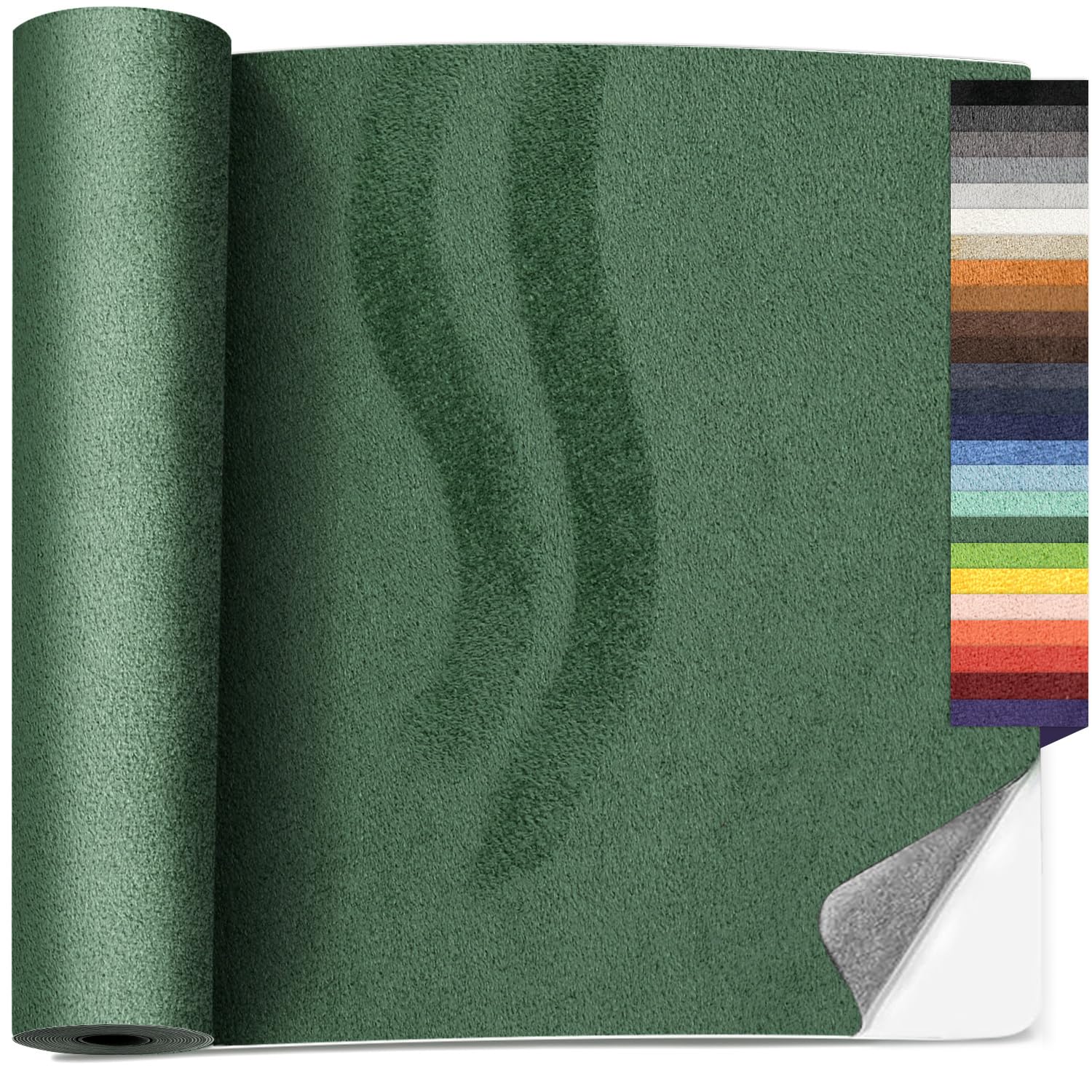 Photo 1 of SiiRo 16 x 59 inches Self Adhesive Faux Suede Repair Patch - Green Suede Fabric Patches with Adhesive Backing for Car Interior, Jewelry Boxes