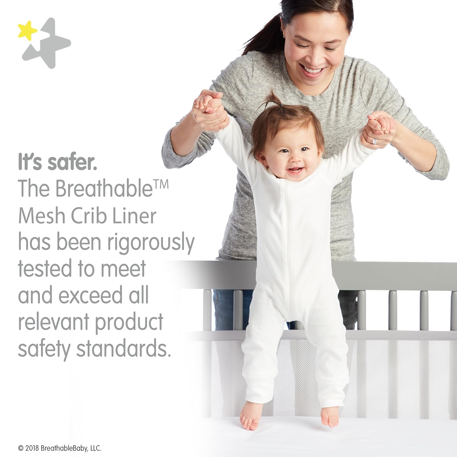 BreathableBaby Classic Baby Mesh Mini Crib Liner, Safer for Baby, Anti-Bumper, White : Portable Crib Bumper Set : Baby