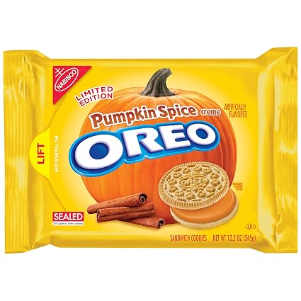 Nabisco oreo sandwich cookies pumpkin Spice fall 1x12.200oz (044000036966)