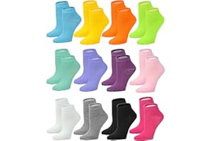 Gelante 12-Pair Women's Ankle Socks, Colorful Comfortable Lightweight Breathable Athletic
