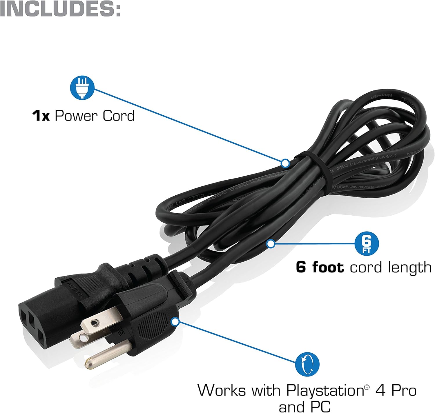 Amazon Com Nyko Universal Power Cord Replacement Power Cord For