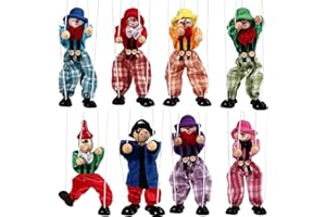 AZOIIKWD Marionette Puppets, 8 Pcs Funny Wooden Marionette Pull String Puppet, Creative Marionette Toys String Puppet Doll for Birthday Xmas Gifts