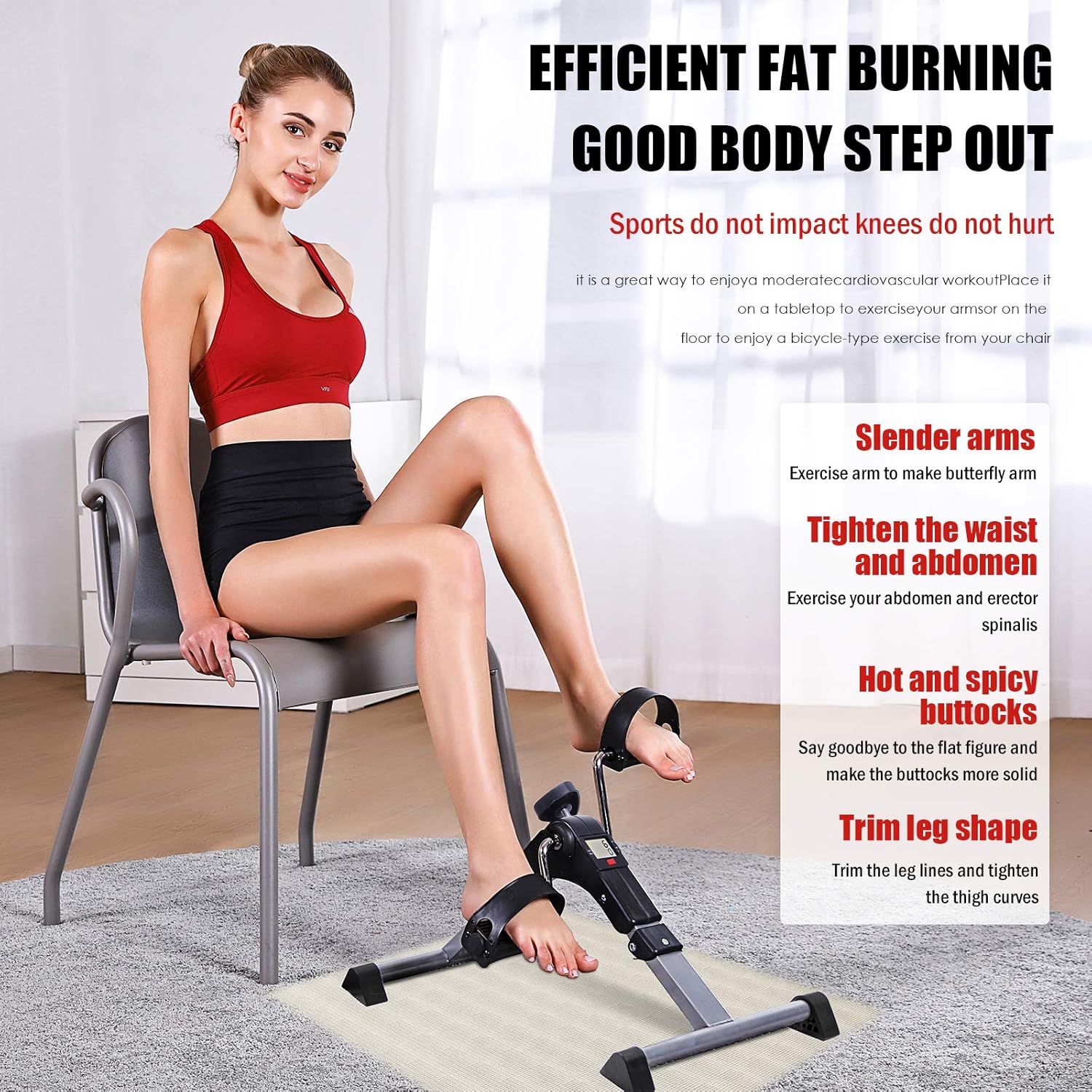 MBB Under Desk Cycle,Folding Pedal Exerciser,Mini Stationary Bike,Leg and Arm Exerciser Complimentary Triangle Anti - Slip Rubber Cover and Anti - Slip Pad: Health & Personal Care
