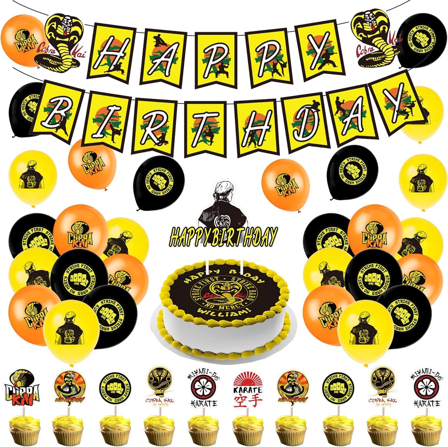 Cake Topper Cobra Kai Birthday Decorations Cobra Kai Balloons Cobra Kai Birthday Banner