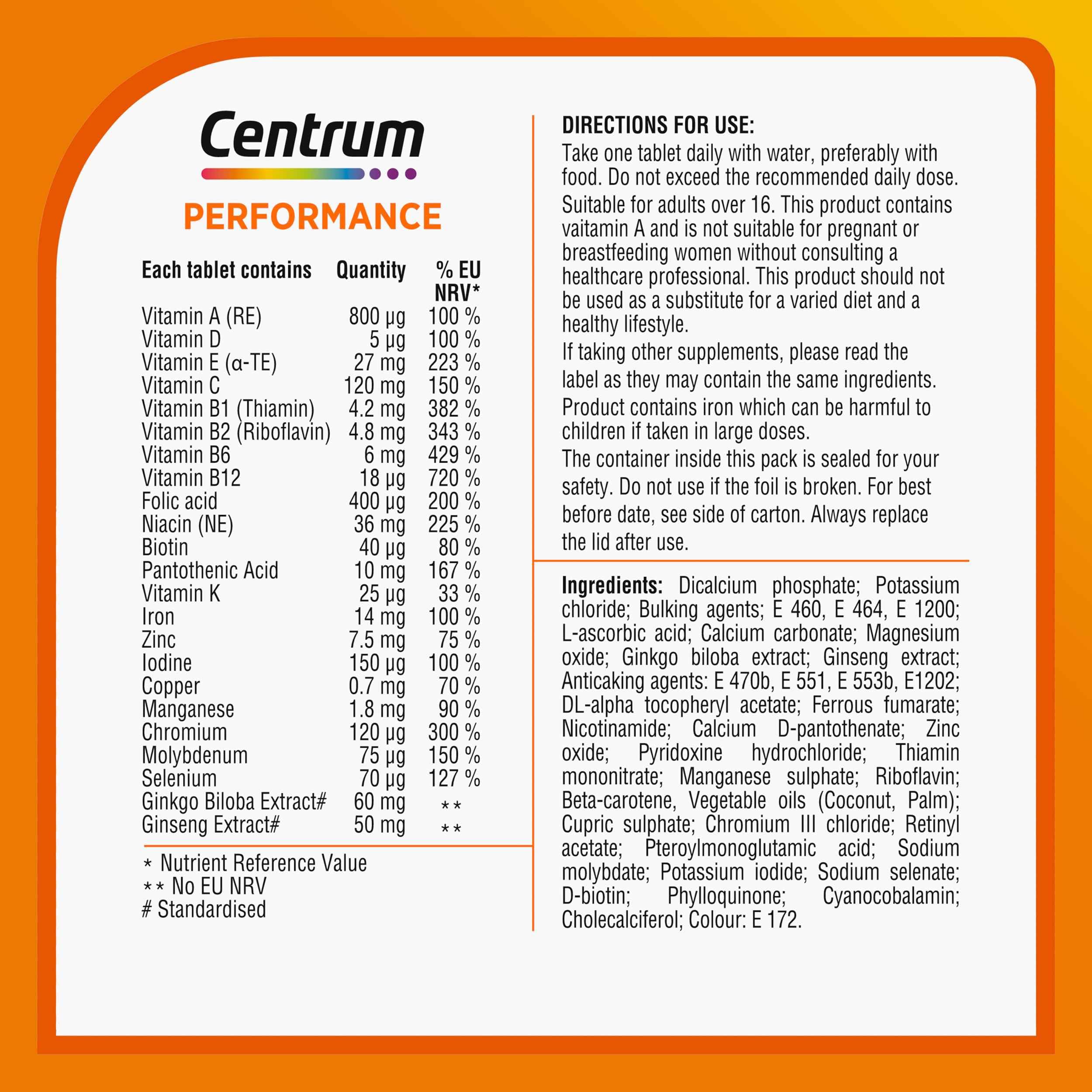 Mua Centrum Performance Tablets Multivitamin & Mineral Supplements, 21 ...
