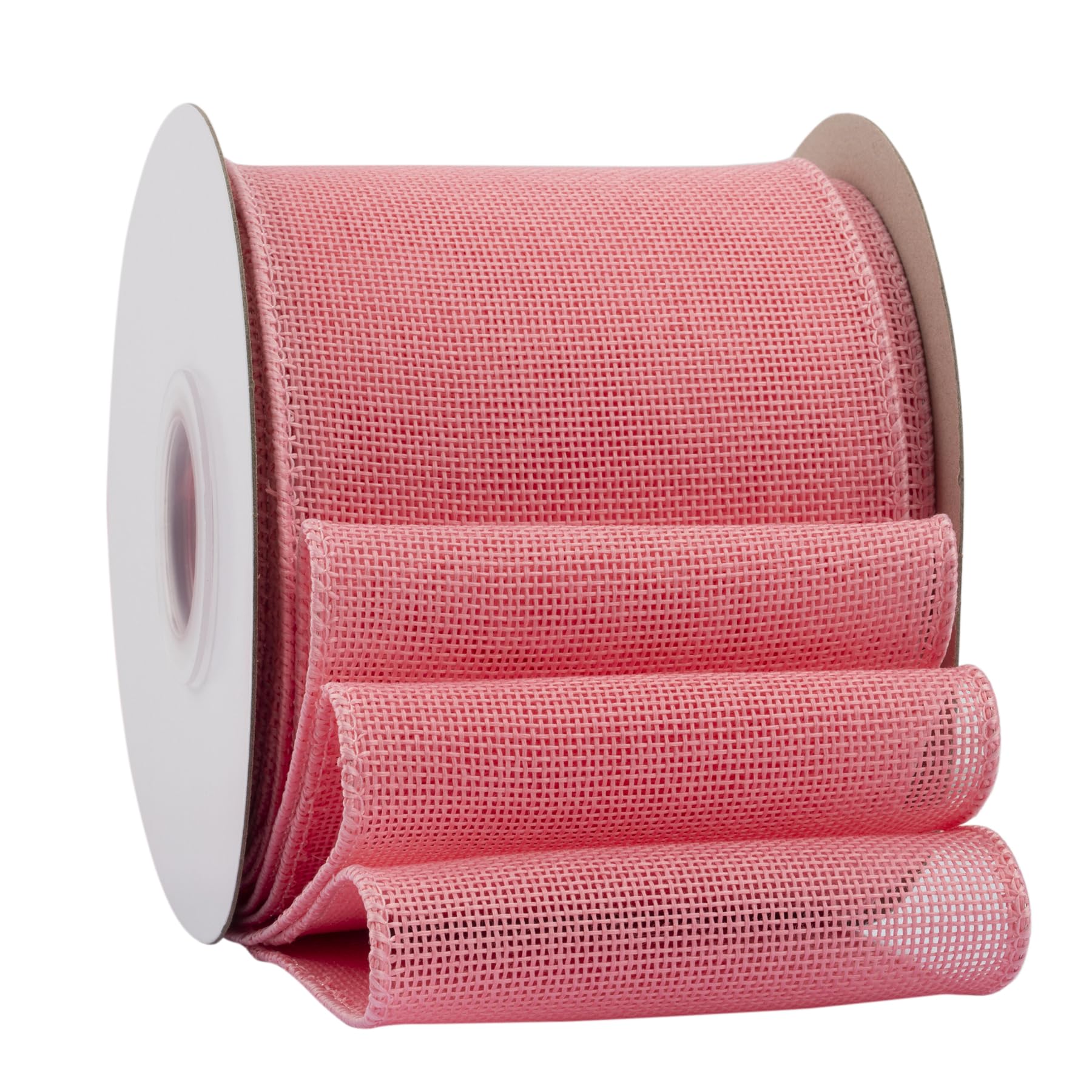 Ribbonitlux Pink Burlap Wired Ribbon, 100mm x 18 Meters, Wired Edge Burlap Ribbon for Gift Wrapping, Big Bow, Wreath, and Christmas Tree Decoration