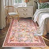OJIA Animal Print Washable Rugs 5x7 Nursery Rug, Soft Pink Playroom Rug Non-Slip Boho Area Rug, Ultra-Thin Modern Floral Living Room Carpet for Bedroom Kids Room Classroom Office