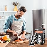 nuovva Kitchen Knife Set with Rotating Stand 7 pcs Sharp Stainless Steel view 9