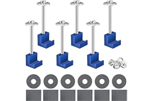 ONAGAD Pickup Truck Tool Box Mounting Kit No Drill, 6 Pcs Blue Upgraded Truck Bed Toolbox Tie Downs, Aluminum Alloy J Hook Style Crossover Tool Box Mount Clamps, Truck Toolbox Accessories