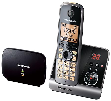 Panasonic KX-TG6761GB Schnurlostelefon mit DECT Repeater für verbesserte Reichweite, Telefonverstärker, schwarz