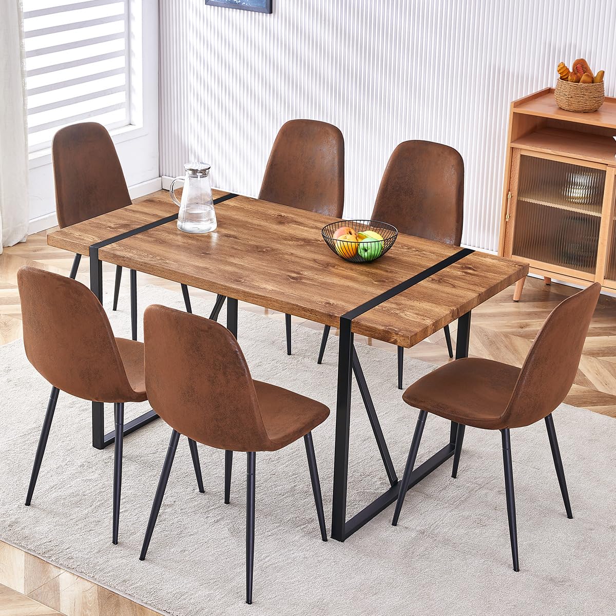 MUUOKY Dining Table Set for 6, Dinner Table Set for 6