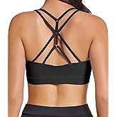 Comper Sports Bras for Women Cross Back Sexy Strappy Sport Bras Medium Support Yoga Gym Workouts Bra with Removable Pads