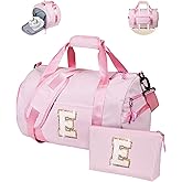 Vogewood Teen Girl Gifts Trendy Stuff-Valentines Gift for Kid, Girls Travel Duffle Bag, Kids Overnight Bags with Shoe Compartment, Weekender Bag with Makeup Pouch, Birthday Gift for Her (Letter E)