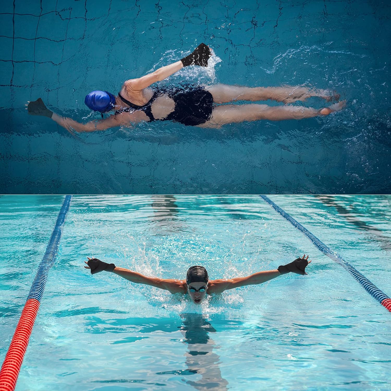 Skylety 5 Pieces Swimming Aquatic Gloves with Swim Earplugs and Swimming Nose Clip, Webbed Swim Training Gloves for Helping Upper Body Resistance, Swimming Accessories for Adults and Children : Sports & Outdoors