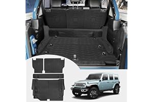 JTYZSM Cargo Mats for 2021-2024 Jeep Wrangler JL 4XE Trunk Mat with Backrest Liner All Weather TPE Protector Rear Back Seat Mats for 2021 2022 2023 2024 Wrangler JL 4XE 4 Door Accessories