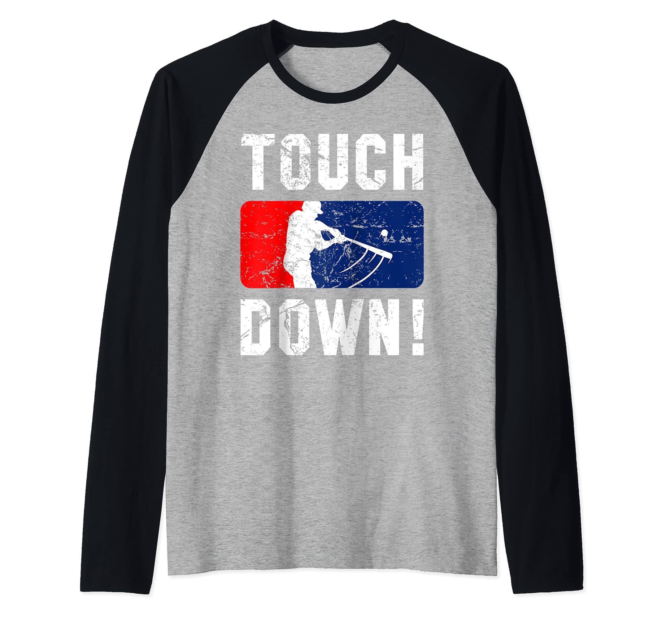Touchdown Baseball Inspired Double Play Practice Game Raglan Baseball Tee