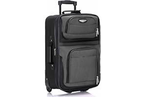 Travel Select Amsterdam 21-Inch Softside Expandable Carry-On Luggage, Lightweight 2-Wheel Upright, Expandable, TSA Lock, Gray