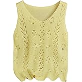 GORGLITTER Women's Knit Tank Tops Boho Sleeveless Lightweight Sweater Vest Crochet Casual Dressy Outfits 2025