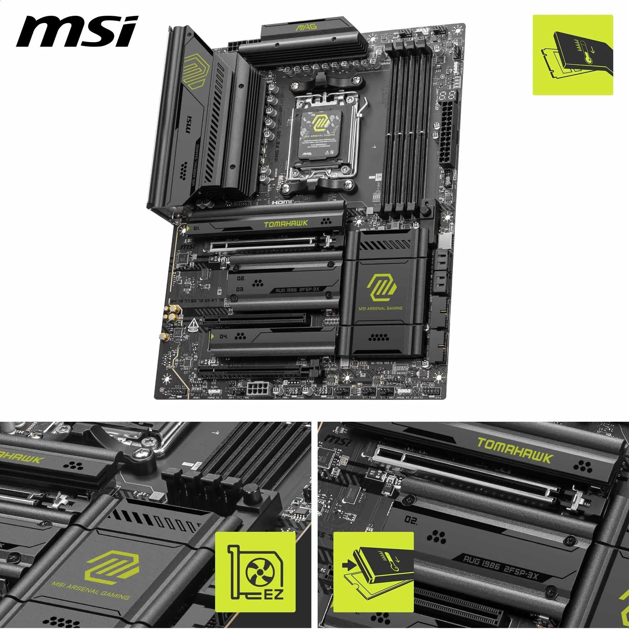 Msi Mag X870E Tomahawk Wifi Rear I/O Panel Showing Usb4 And Networking Ports