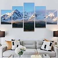SIGNWIN 5 Panel Canvas Wall Art Modern Art Expressive Landscape Modern Mountain Top Multicolor Photography for Home Decorations Ready to Hang - 60