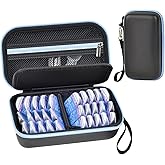 Daily Contact Lens Case Fits 30+ Disposable Daily Lenses, Portable Contact Lens Storage Organizer with Mesh Pocket, Travel Contact Solution for All Brand Cosmetic Lens & Accessories -Black (Case Only)