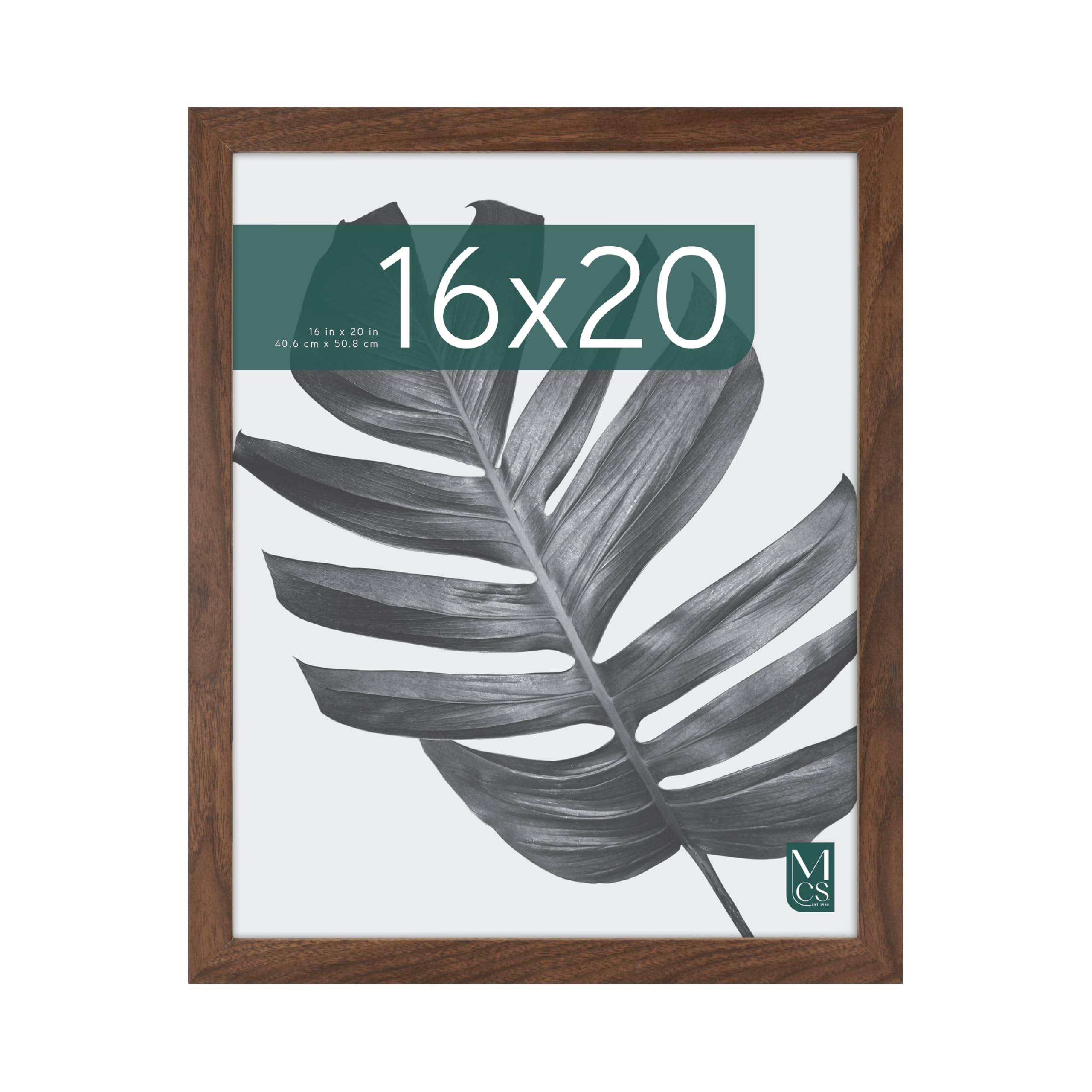 Photo 1 of **CRACK ON SIDE FRAME AND SCRATCH PLASTIC**MCS Studio Gallery 16x20 Poster Frame Walnut Woodgrain Engineered Wood, Vertical & Horizontal Wall Hanging Large Picture Frame for Photos, Posters & Art Prints (1-Pack)