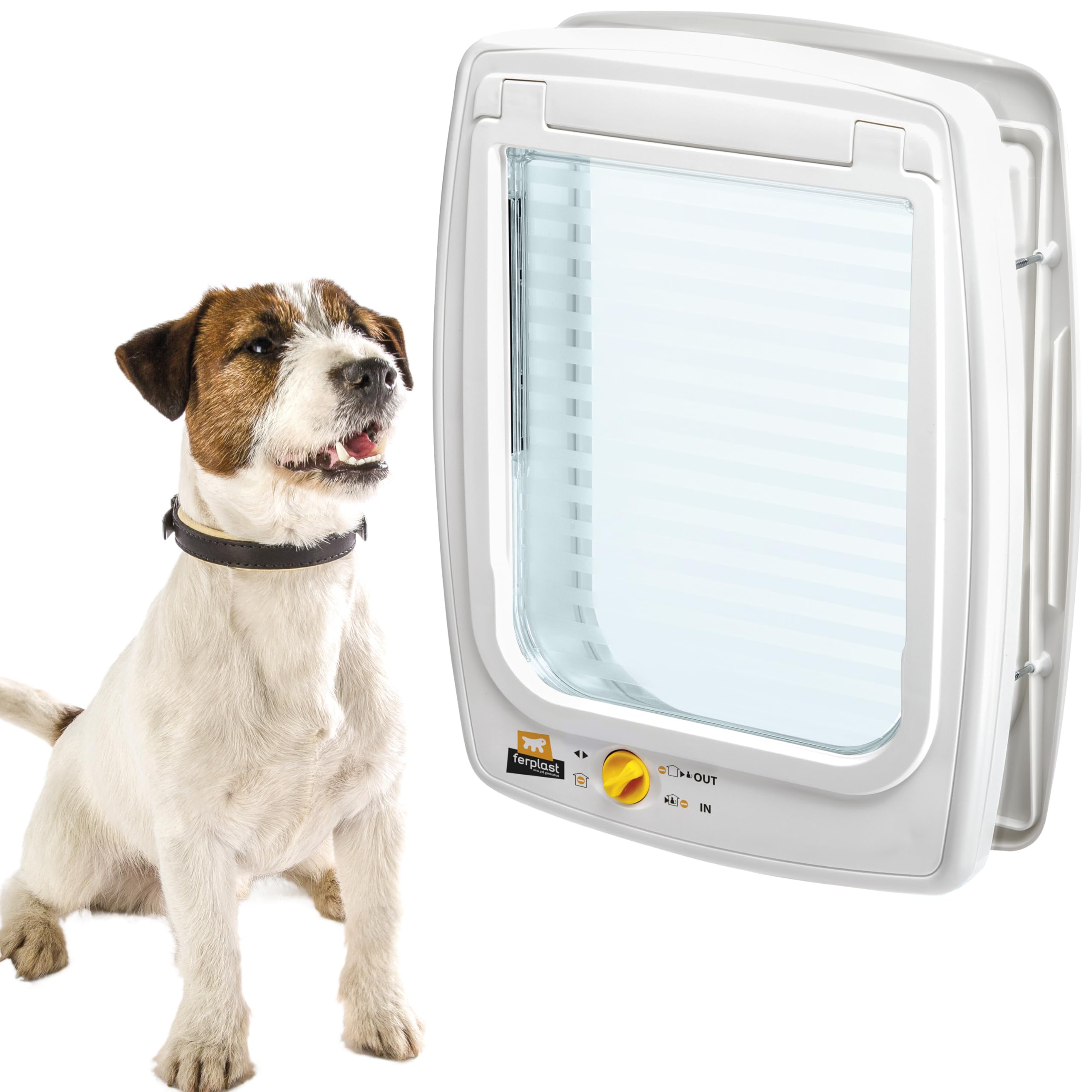 Ferplast Swing 11 Universal Cat Flap for Dogs and Cats - 4 Selectable Closing Modes - Wind-Stopper System - Closing Shock Absorber - Magnetic Anti-Oscillation - Transparent Door - White