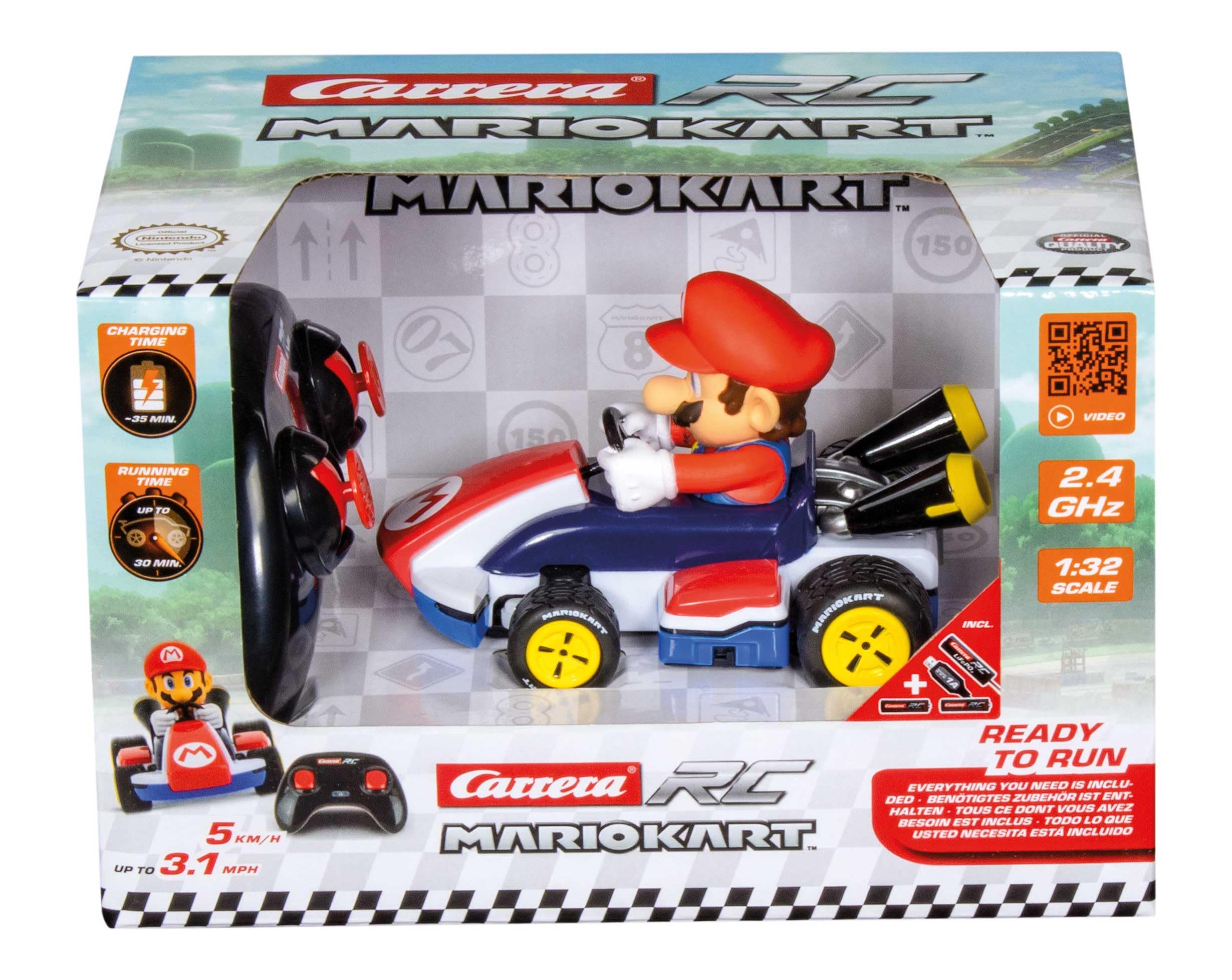 Carrera RC Mario Kart 370320001-2,4GHz Mario Kart Race Kart 1:32 - Mario With Precise 2.4GHz Control - 1:32 Scale - Up To 5 Kmh - 12cm In Length - Ready-To-Run - Suitable For Ages 6 Years+