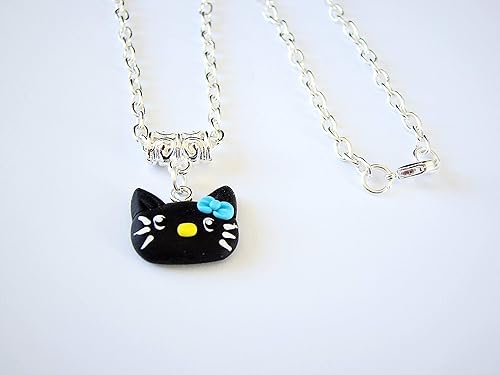 Collier Chat Noir Pate Polymere Fimo Cadeau Enfant Amazon Fr Handmade