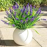 AENTGIU 12 Bundles Purple Artificial Plants for Outdoors, UV Resistant Fake Lavender Greenery Plants Grass with Flowers, No Fade Realistic Shrubs for Porch, Patio, Courtyard, Window, Garden