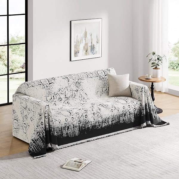 MAYMISS COUCH COVER FOR DOGS WASHABLE COUCH COVERS FOR 2 CUSHION COUCH, BLACK CHENILLE SECTIONAL COUCH COVERS L SHAPE SOFA COVER, FURNITURE PROTECTOR FOR KIDS, PETS, 91″X134″