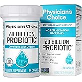 Physician's CHOICE Probiotics 60 Billion CFU - 10 Strains + Organic Prebiotics - Immune, Digestive & Gut Health - Supports Occasional Constipation, Diarrhea, Gas & Bloating - for Women & Men - 84ct