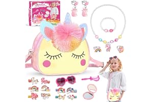 Bag with Jewelry Set Toys for Girls Bag with Jewelry Set for 4 5 6 7 8 9 10 Year Old Girl Birthday Toy for Kids 5-12 Girls To
