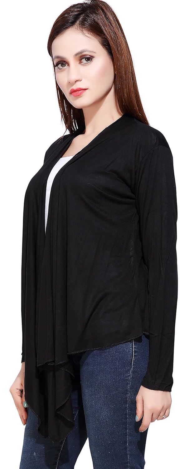 bfly women's viscose long shrugs-pack of 2 (black & white)