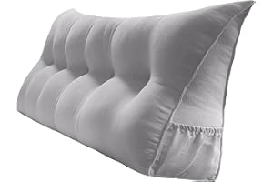 Peachwell Triangular Reading Bed Rest Pillow Large Bolster Cushion Headboard Backrest Wedge Pillow with Removable Cover and Two Large Side Pockets (Chalk Grey, King: 78 x 8 x 20 inches)