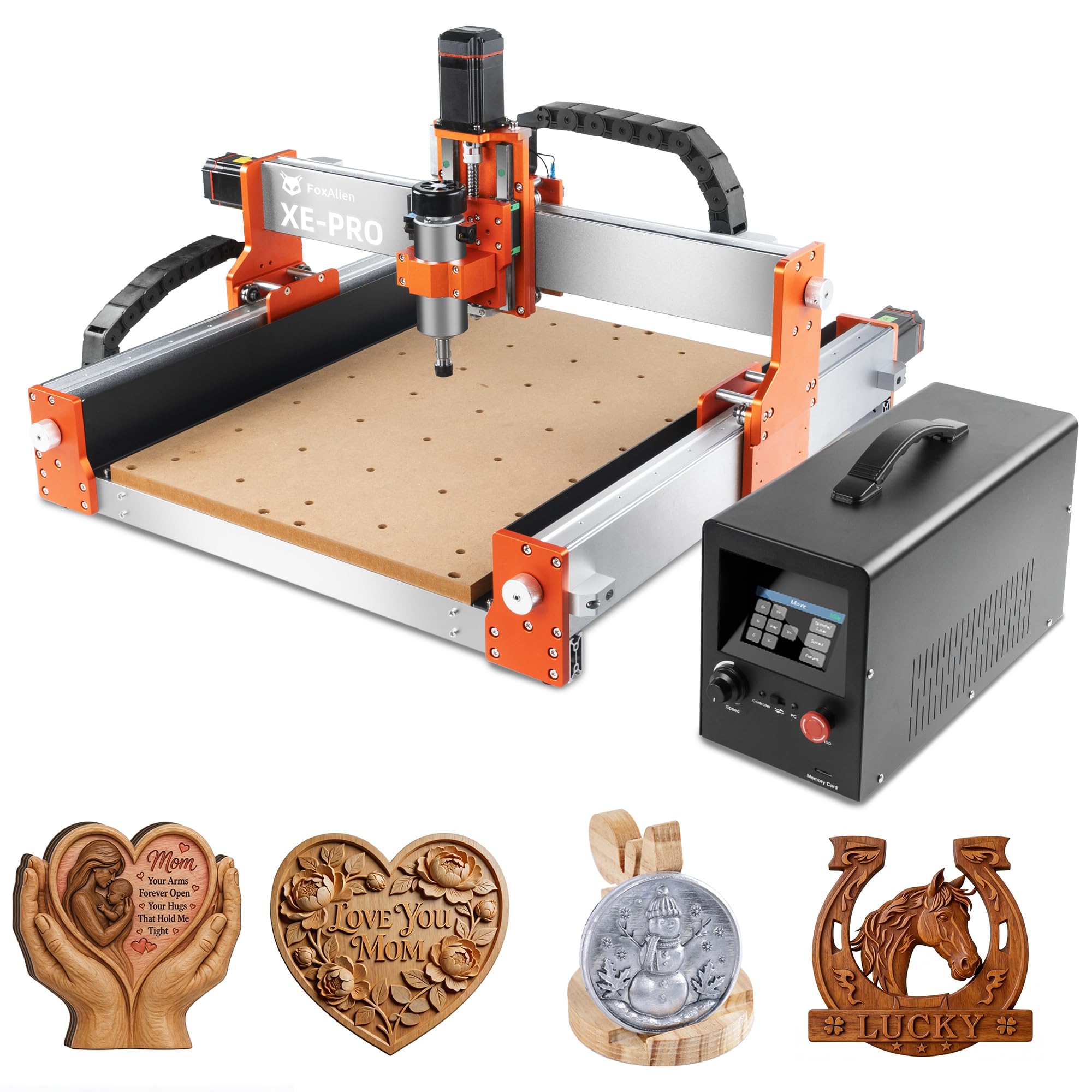 FoxAlien Máquina enrutadora CNC XE-PRO con husillos de bolas, fresadora de grabado de 3 ejes con husillo de 400 W para corte de madera y aluminio actualizable a rieles lineales