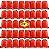KUUQA 40Pcs Red Drawstring Backpack Bags Sack Drawstring Bags Bulk String Backpack Storage Bags for Sport Gym Traveling