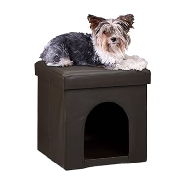 Relaxdays Banco/Casa para Perros, Cuero de imitación, Marrón