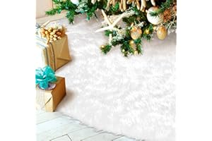 Hommtina Christmas Tree Skirt 48 Inches White Tree Skirt,Christmas Tree Decorations Faux Fur Tree Skirt for Xmas Holiday Home Party Decorations Ornaments(White)