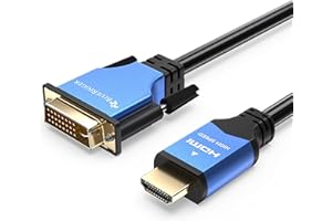 BlueRigger HDMI to DVI Cable (10FT, High-Speed, Bi-Directional Adapter Male to Male, DVI-D 24+1, 1080p, Aluminum Casing) - Co