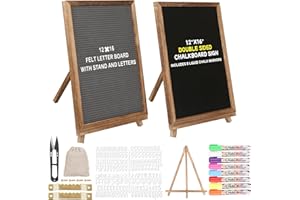 YZ&LIANGYUAN 12" x 16" Double Sided Chalk Board with Stand, Felt Letter Board Sign Wooden Frame Chalkboard Easel Food Menu Message Word Announcement Board, Blackboard for Cafe Wedding Party Shop Restaurants